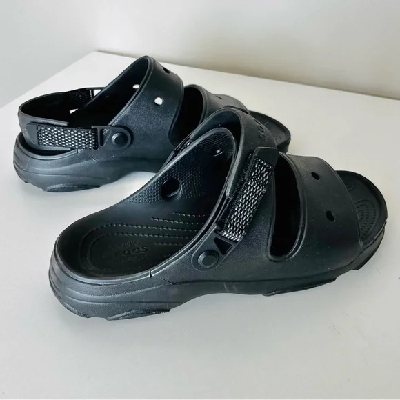 Crocs Classic All Terrain Rubber Sandals Hook & Loop Strap Unisex M10/W12 Black - Picture 10 of 11